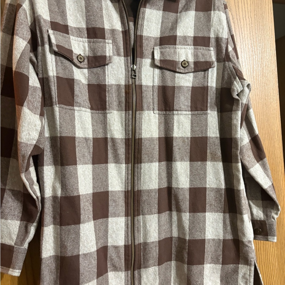 St. John's Bay Brown and Cream Plaid Jacket